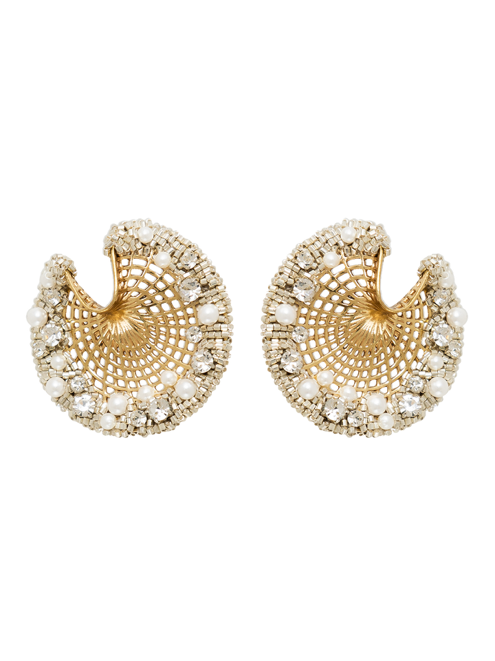 BEADED FILIGREE WAVE EARRINGS