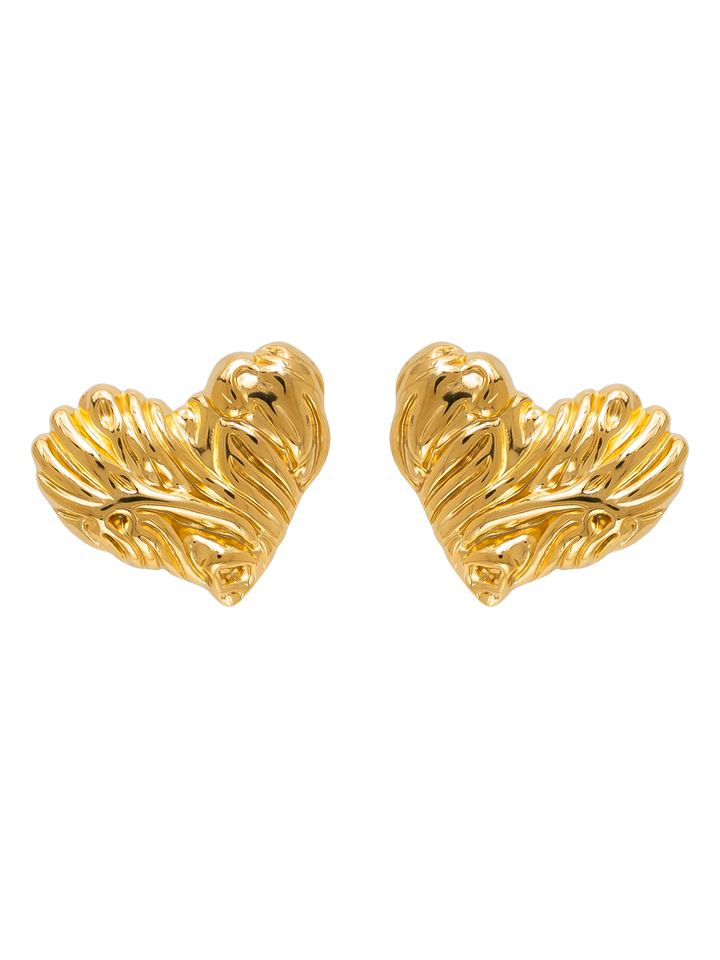 VINTAGE RIBBED HEART STUDS
