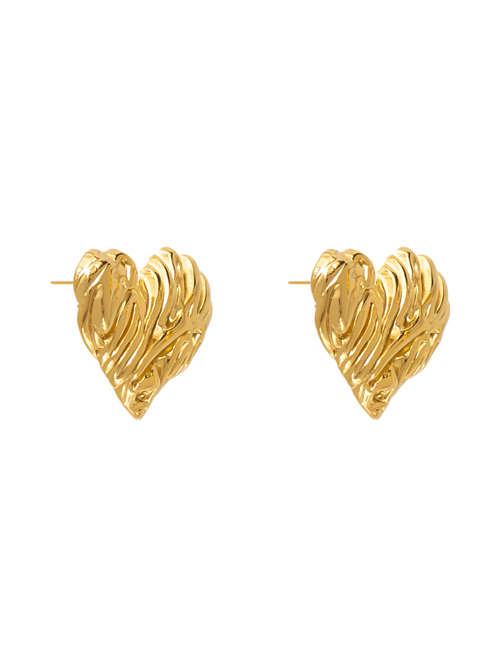 VINTAGE RIBBED HEART STUDS