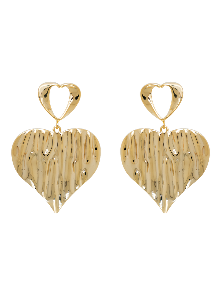 STAMPED HEART EARRINGS