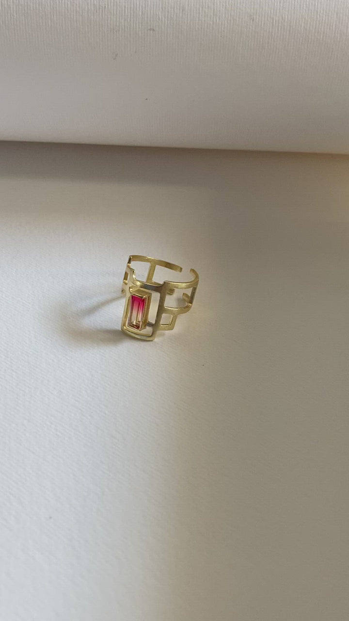 MELON DEW CAGED RING